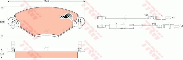 Brake Pad Set, disc brake COTEC GDB1448