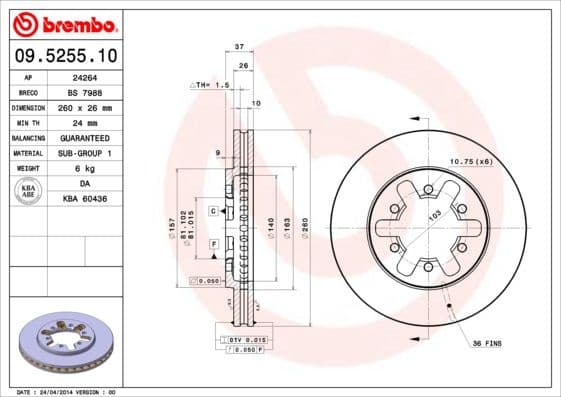 Brake Disc PRIME LINE 09.5255.10