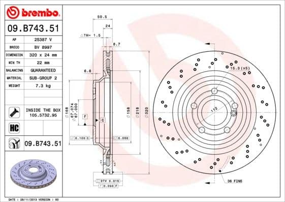 Brake Disc PRIME LINE - UV Coated 09.B743.51