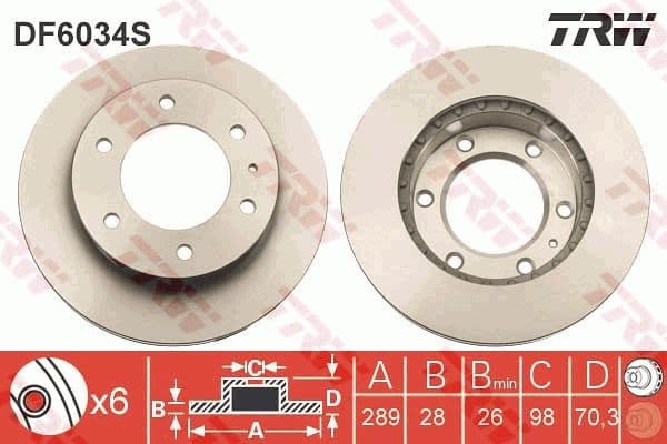 Brake Disc TRW SINGLE DF6034S