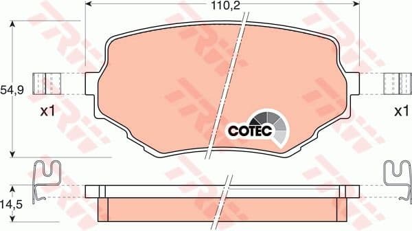 Brake Pad Set, disc brake COTEC GDB3132