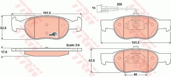 Brake Pad Set, disc brake COTEC GDB1291