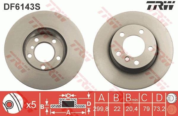 Brake disc, 1pcs FRONT, Top Quality DF6143S