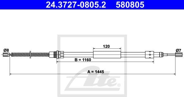 Cable Pull, parking brake 24.3727-0805.2