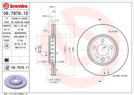 Brake Disc PRIME LINE - UV Coated 09.7879.11