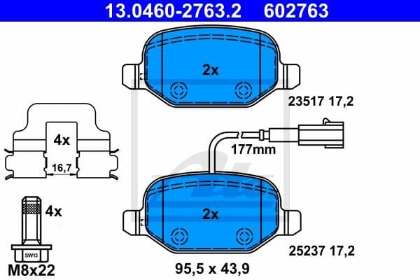 Brake Pad Set, disc brake 13.0460-2763.2
