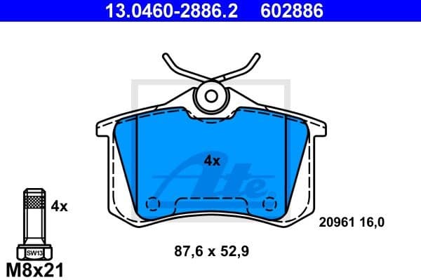 Brake Pad Set, disc brake 13.0460-2886.2