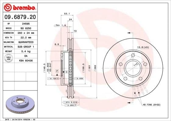Brake Disc PRIME LINE 09.6879.20