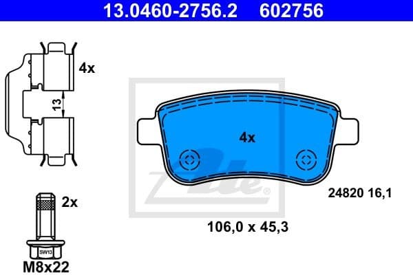 Brake Pad Set, disc brake 13.0460-2756.2