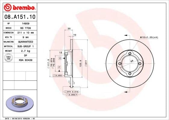 Brake Disc PRIME LINE 08.A151.10