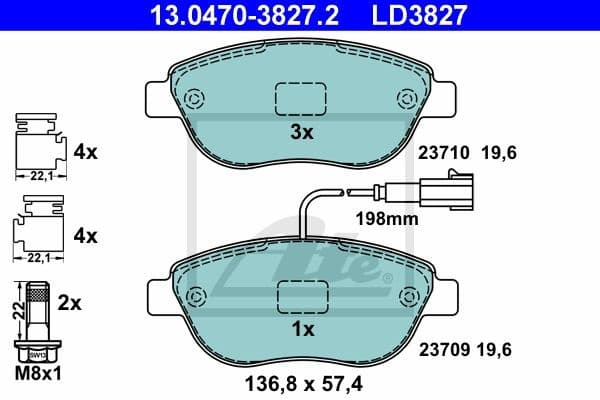 Brake Pad Set, disc brake ATE Ceramic 13.0470-3827.2 - image 2