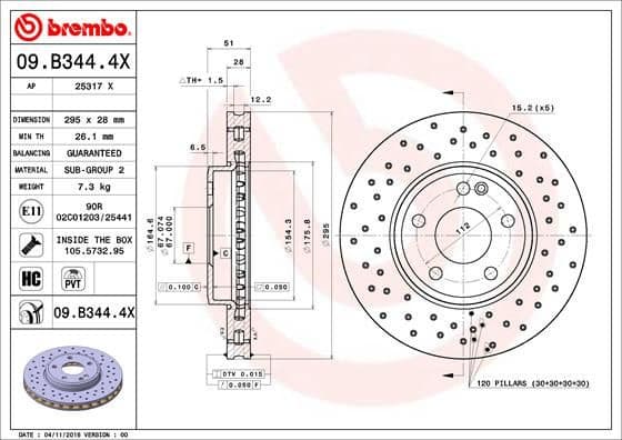 Brake Disc XTRA LINE - Xtra 09.B344.4X