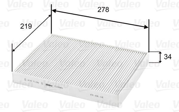 Filter, cabin air VALEO ESSENTIAL 715581