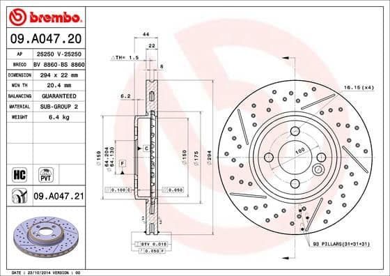 Brake Disc PRIME LINE - UV Coated 09.A047.21