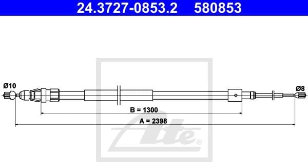 Cable Pull, parking brake 24.3727-0853.2