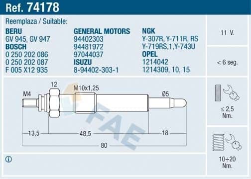 Glow Plug 74178