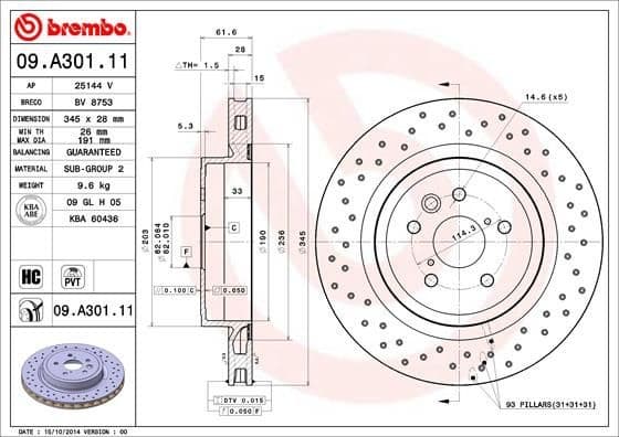 Brake Disc PRIME LINE - UV Coated 09.A301.11