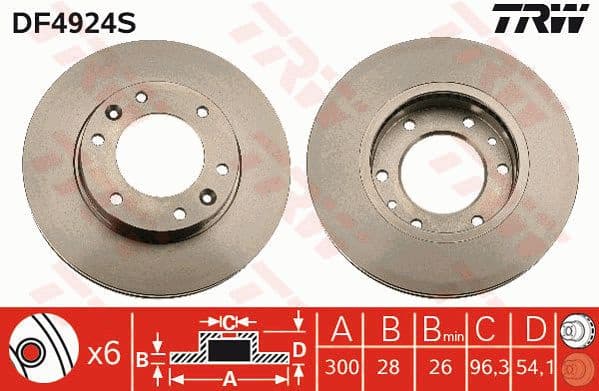 Brake Disc TRW SINGLE DF4924S