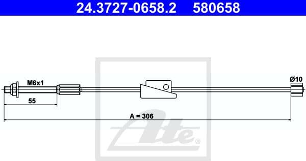 Cable Pull, parking brake 24.3727-0658.2