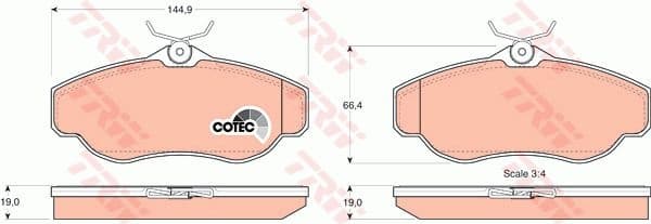 Brake Pad Set, disc brake COTEC GDB1156