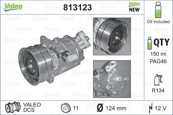 Compressor, air conditioning VALEO ORIGINS NEW OE TECHNOLOGY 813123