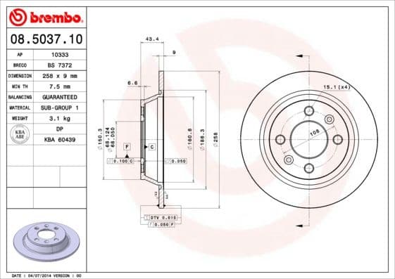 Brake Disc PRIME LINE 08.5037.10 - image 2