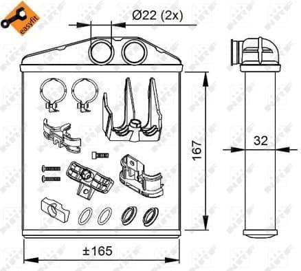 Heat Exchanger, interior heating EASY FIT 54208