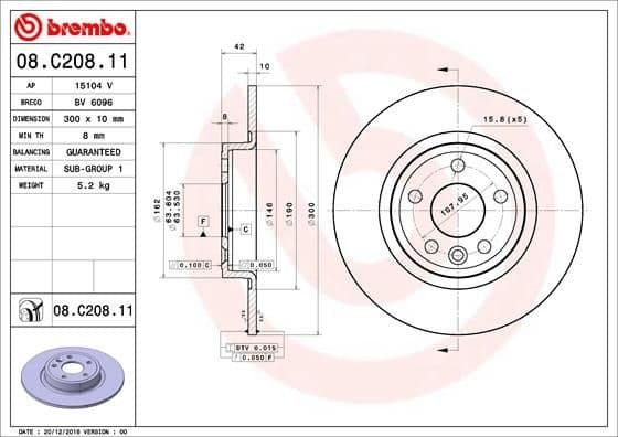 Brake Disc PRIME LINE - UV Coated 08.C208.11