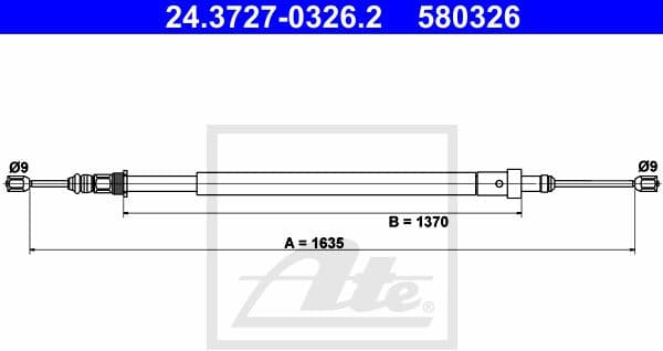 Cable Pull, parking brake 24.3727-0326.2