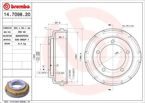 Brake Drum ESSENTIAL LINE 14.7098.20