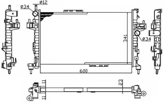 Radiator, engine cooling Economy Class 54753A