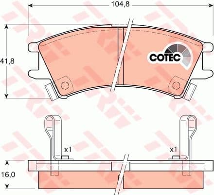 Brake Pad Set, disc brake COTEC GDB3165