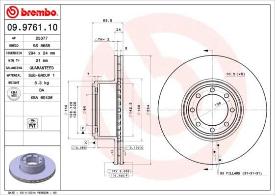 Brake Disc PRIME LINE 09.9761.10