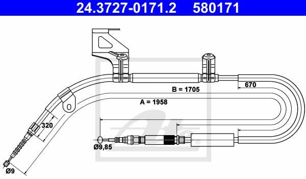 Cable Pull, parking brake 24.3727-0171.2