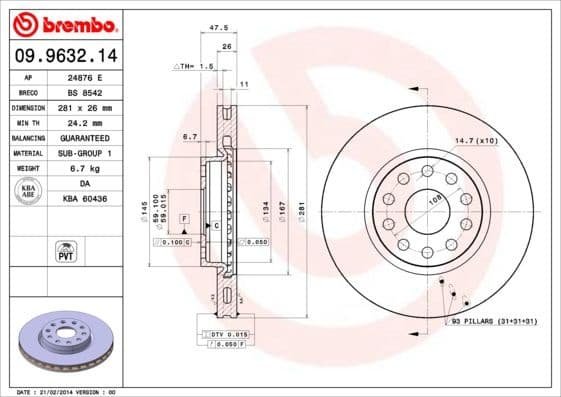 Brake Disc PRIME LINE 09.9632.14