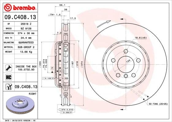 Brake Disc PRIME LINE - Composite 09.C408.13
