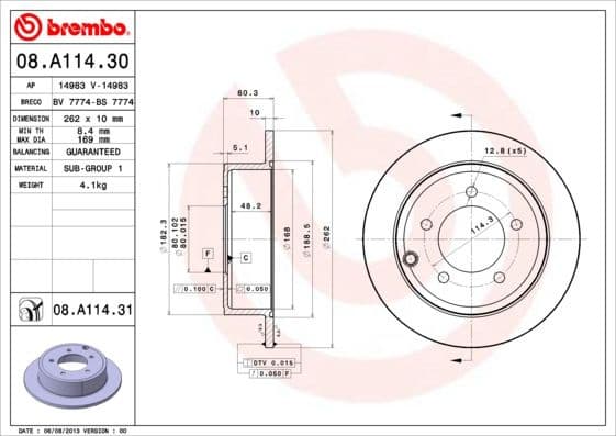 Brake Disc PRIME LINE - UV Coated 08.A114.31