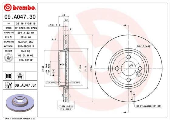 Brake Disc PRIME LINE - UV Coated 09.A047.31