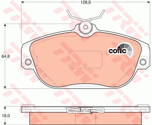 Brake Pad Set, disc brake COTEC GDB837