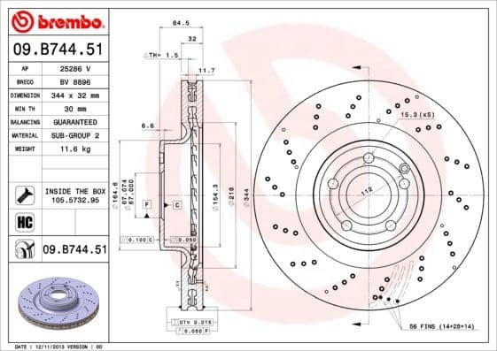 Brake Disc PRIME LINE - UV Coated 09.B744.51