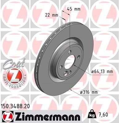 Brake Disc COAT Z 150.3488.20