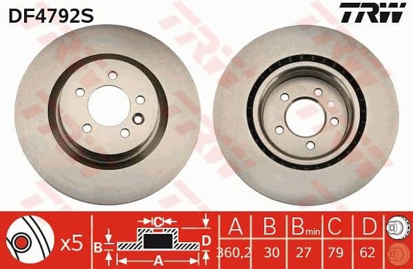 Brake Disc TRW SINGLE DF4792S