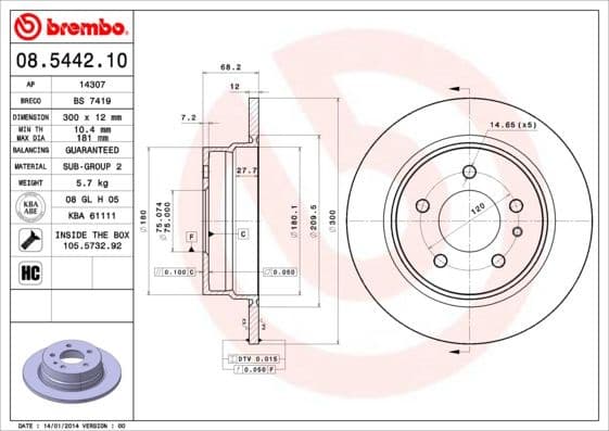 Brake Disc PRIME LINE 08.5442.10