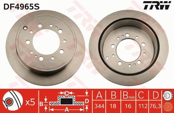 Brake Disc TRW SINGLE DF4965S