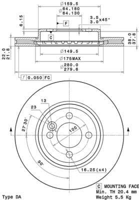 Brake Disc PRIME LINE - UV Coated 09.A761.11