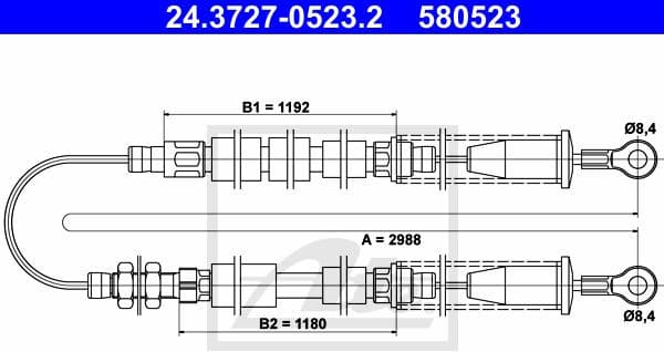 Cable Pull, parking brake 24.3727-0523.2