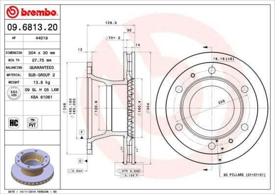 Brake Disc PRIME LINE 09.6813.20