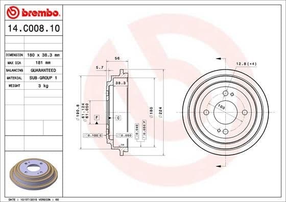 Brake Drum ESSENTIAL LINE 14.C008.10