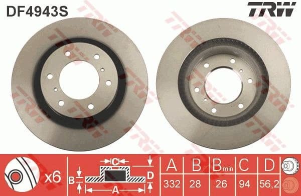 Brake Disc TRW SINGLE DF4943S