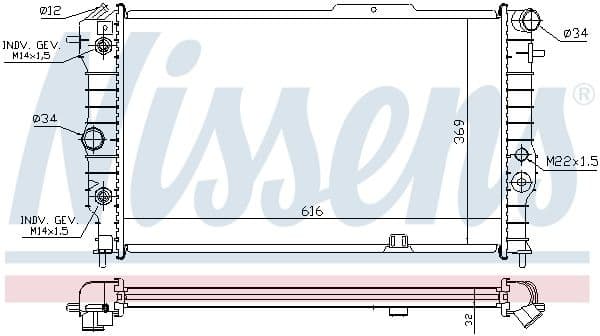 Radiator, engine cooling 630641